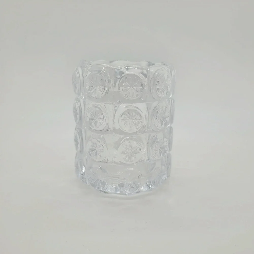 IKEA Flest Moon and Stars Tealight Candle Holder Clear Pressed Glass Votive